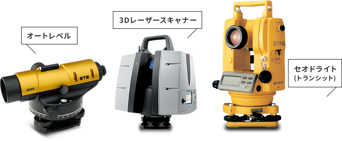 オートレベル　3Dレーザースキャナー　セオドライト(トランシット)